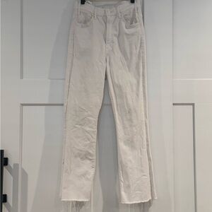 The Hustler High Waist Fray Hem Ankle Bootcut Jeans